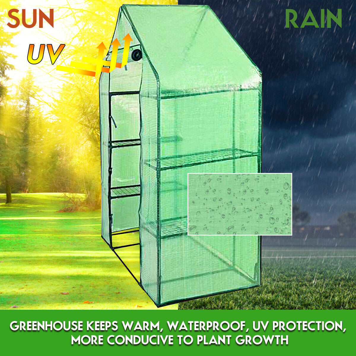 Mini Portable 4 Tier 8 Shelves Walk-in Plant Greenhouse Doba